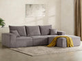 Modular Sectional Sleeper Sofa Couches for Living Room - Modern 110" L-Shaped Boneless Cloud Couch - Easy Assembly, Cozy Corduroy Convertible Full Sponge Compression Sofas for House, Apartment(Grey)