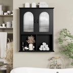 CJL Bathroom Wall Cabinet with Fluted Door, 23.6'' x 29.5'' Medicine Cabinet, Over The Toilet Storage Cabinet, Black