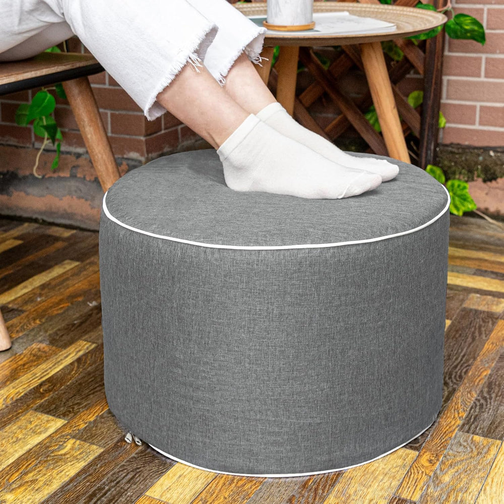 Outdoor Ottoman for Patio, Gray, Outdoor Pouf Footstool,20x12In | All-One Foa...