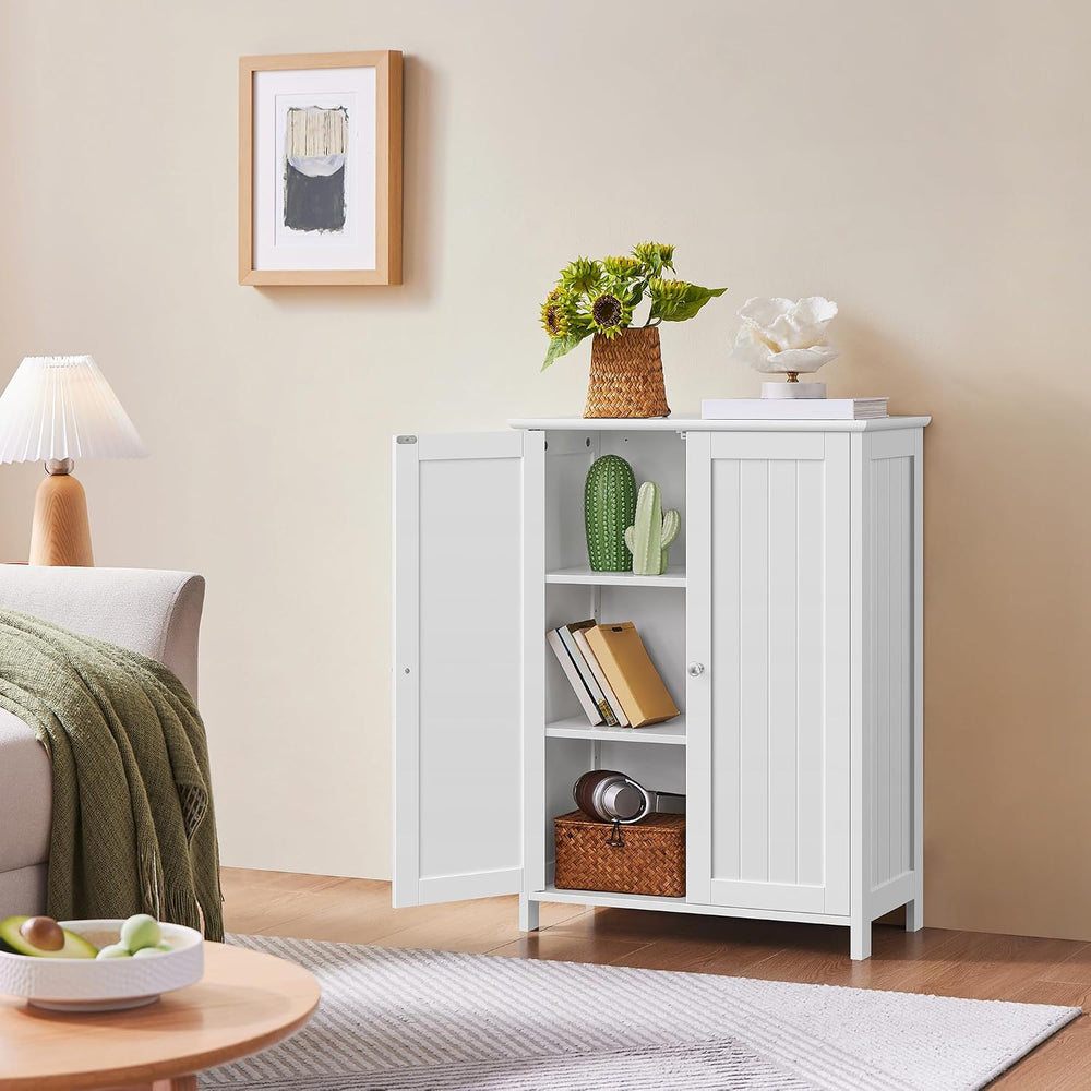 Yaheetech Small Bathroom Storage Cabinet for Towels with 2 Doors, White