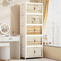 520 QT / 130 Gal Large Foldable Stackable Plastic Storage Cabinet with Double Magnetic Doors, Leather Handles & 4 Wheels - Organize Home, Office, Closet