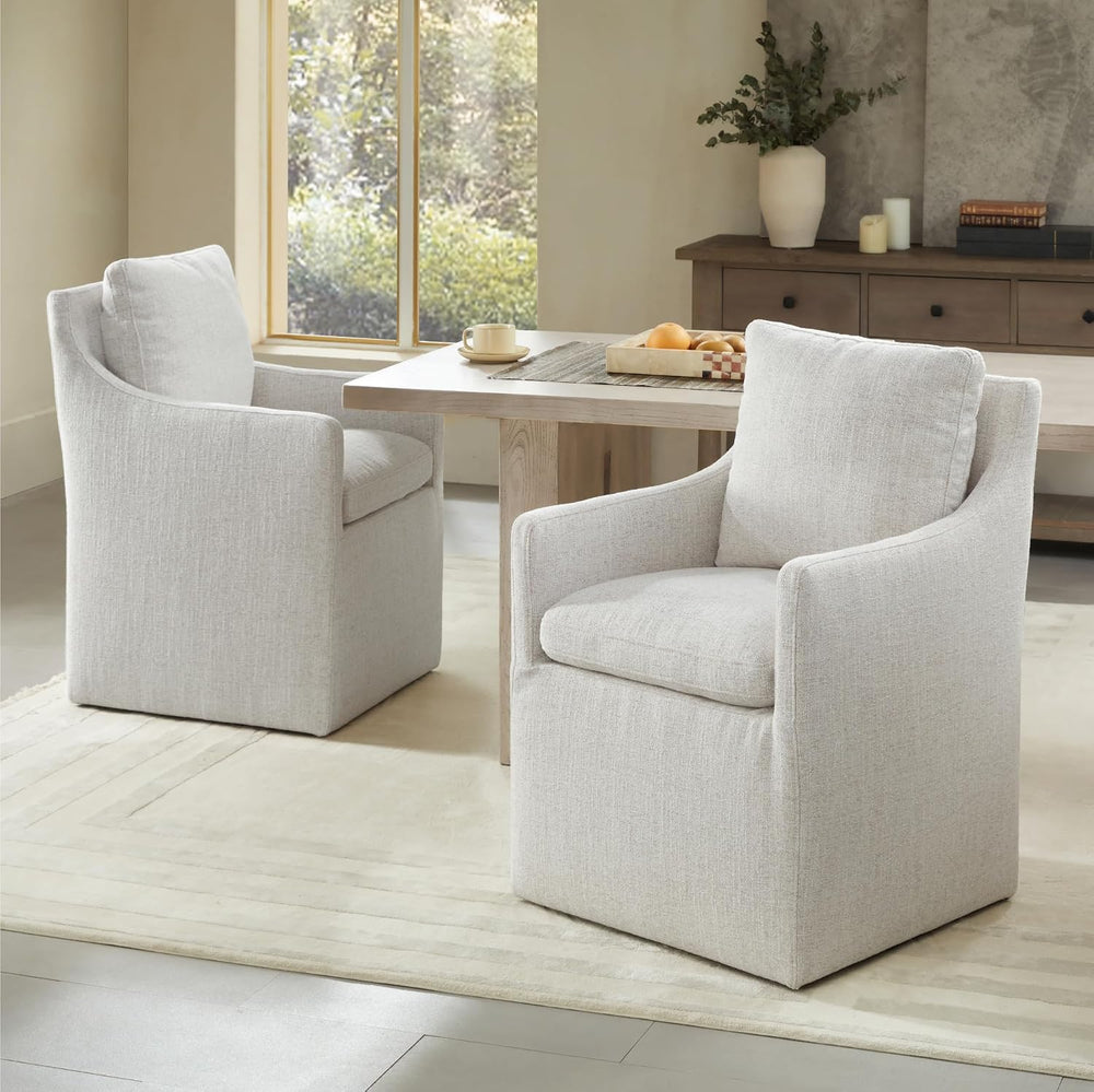 KISLOT Upholstered Dining Chairs with Casters, No Assembly Modern Accent Armc...