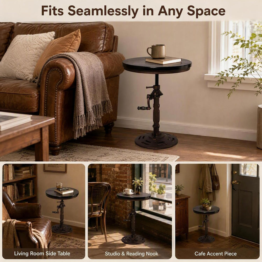 Farmhouse Small Bistro Table 18-24inch Adjustable Height Industrial Coffee Ta...