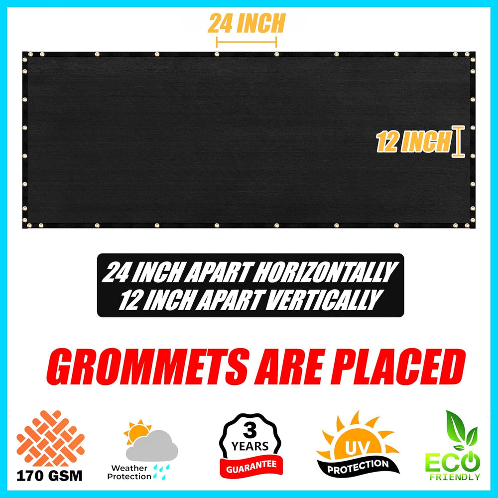 8' x 145' Black Fence Privacy Screen, 170 GSM Fencing Mesh Shade Net ...