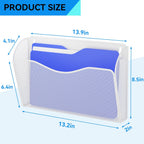 6 Single Pocket Wall File Holder, Mesh Hanging File Folder Paper Organizer, Vertical Wall Mounted Mail Basket, Storage Organization Magazine Rack for Office, Home and School, White