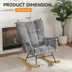Rocking Chair with Airbag, Comfy Modern Reading & Nursing Nursery Rocking Chair Indoor, Cozy Upholstered Glider Rocker Chairs for Living Room Bedroom Offices, (Chenille, Dark Grey)