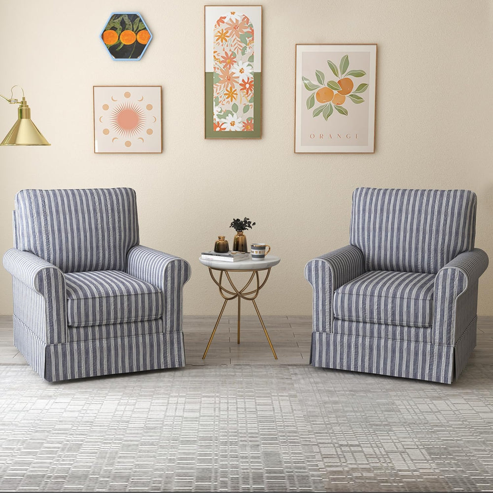 INZOY Swivel Accent Chair Set of 2, Mid Century Modern Reading Chair, Upholst...