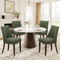 COLAMY Upholstered Dining Chairs Set of 4, Mid Century Modern Kitchen Chairs with Back, Farmhouse Fabric Side Dining Room Chairs with Wood Legs for Dining Room Restaurant, Green