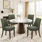 COLAMY Upholstered Dining Chairs Set of 4, Mid Century Modern Kitchen Chairs with Back, Farmhouse Fabric Side Dining Room Chairs with Wood Legs for Dining Room Restaurant, Green