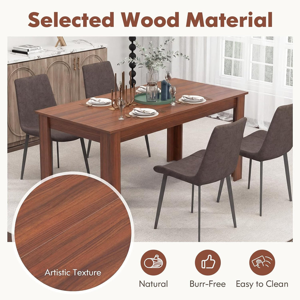 GOFLAME Dining Table for 4-6 People, 63” Modern Kitchen Table with L-Shaped L...
