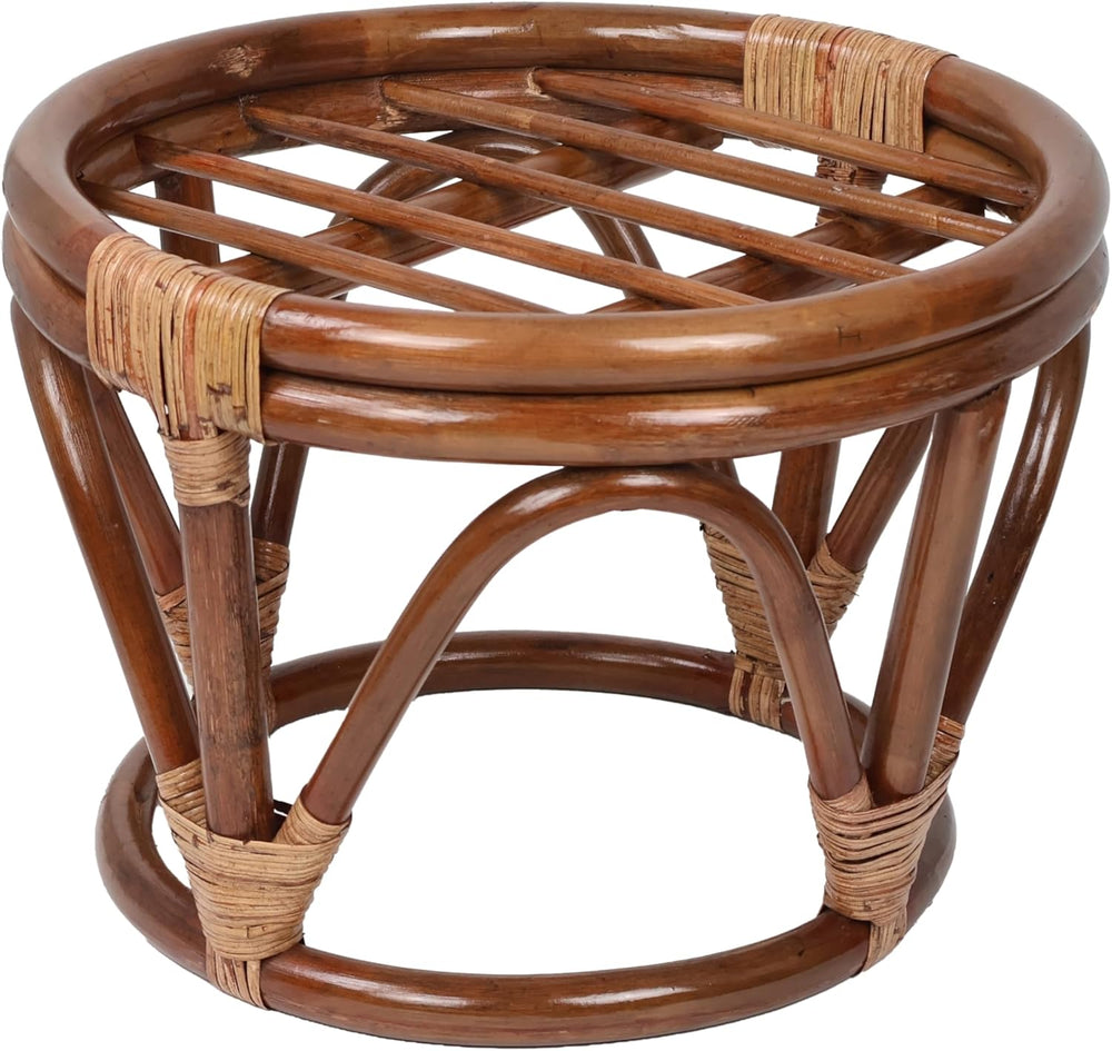 International Caravan Bali 18-inch Footstool with Solid Outdoor Cushion Lemon
