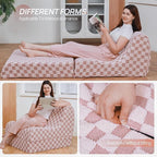 Bean Bag Chair with Checkerboard Shaker Fleece Fabric, Folding Sofa Bed, Floor Sleeper Lounge Chair, Lazy Sofa for Living Room, Bedroom, Apartments (Iceberry Pink)