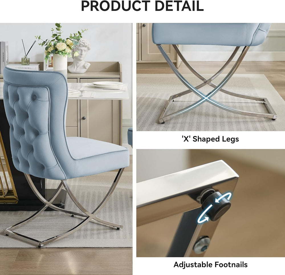 WUTUTUEE Luxury Velvet Dining Chairs, Tufted Upholstered Armless Accent Chair...