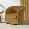 HULALA HOME Swivel Accent Chair with Gold Metal Base, Contemporary Velvet Curved Swivel Barrel Chair, Upholstered Club Armchair, Leisure Single Sofa for Living Room, Nursery, Bedroom(Golden)