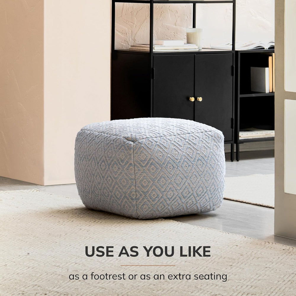 Anji Mountain Artisan Crafted Cotton Blend Pouf Ottoman | Versatile Floor Sea...