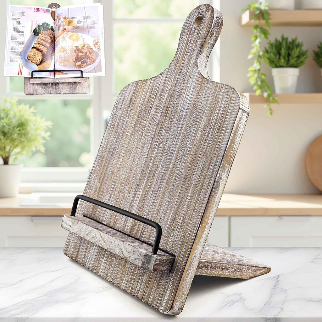 Wood Cookbook Stand Cookbook Holder: Kitchen Adjustable Cookbook Holder Recipe Stand for Counter Gray