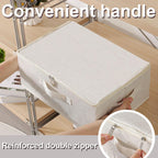 Underbed Storage Baskets with Lids,14.9x10.2x5.9in,Beige,1 Pack | Storage Boxes with Soft Cloth Handles,Thick PP Sheet Wardrobe Containers,Washable Drawer Organizer,Under Bed Bins for closet