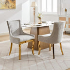Upholstered Dining Chairs Set of 2, Modern Fabric Side Chairs with Gold Stainless Steel Legs, Accent Kitchen Chairs for Dining Room Table, Beige