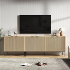 TV Stand for 100" TV, Mid Century Modern 94.5'' Television Stand, Entertainment Center with Storage and Adjustable Shelves, Media Console TV Cabinet for Living Room