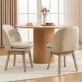 Upholstered Dining Chairs Set of 2, Modern Faux Leather Dining Room Chairs with Solid Wood Legs & Double-Padded Seat, Swivel Accent Desk Chair for Kitchen Dining Room Restaurant - Pebble Grey