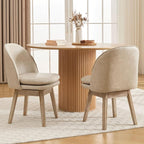 Upholstered Dining Chairs Set of 2, Modern Faux Leather Dining Room Chairs with Solid Wood Legs & Double-Padded Seat, Swivel Accent Desk Chair for Kitchen Dining Room Restaurant - Pebble Grey