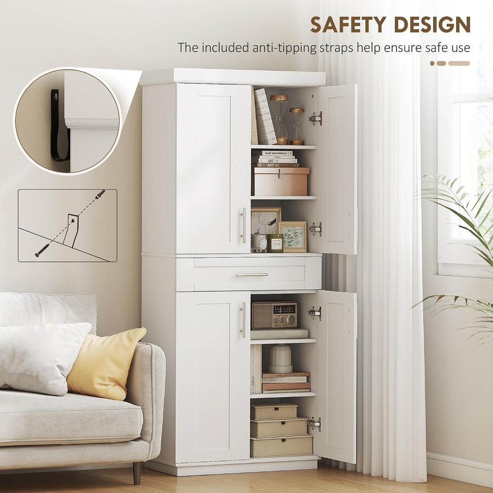 HOMCOM 72" Kitchen Pantry Cabinet Freestanding Storage Cabinet White | 4...