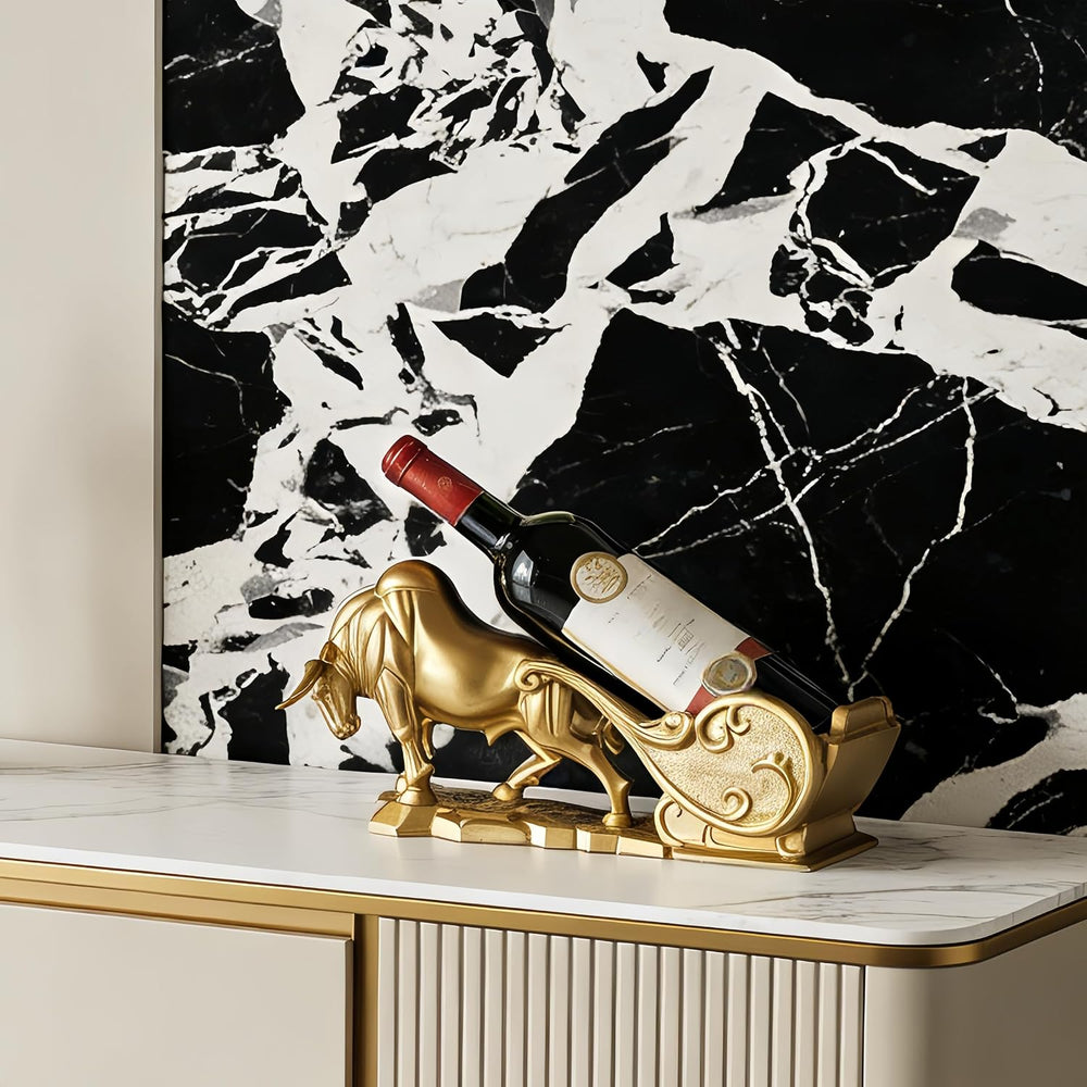 XINXUAN Gold Bull Pantry Organizers and Storage, Wall Street Figurine | Wine ...