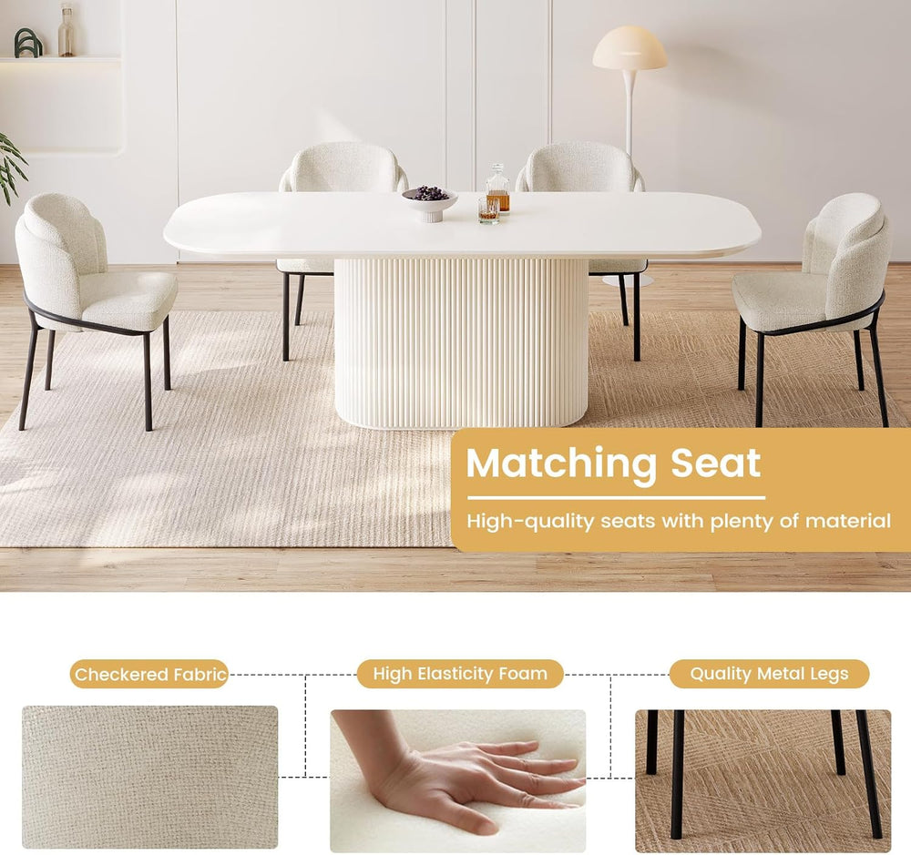 86" Oval Dining Table with 6 Chairs, Modern Kitchen Table Set, Luxury Re...