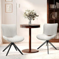 Dining Chairs Set of 2, 360° Swivel Armless Faux Leather Accent Chairs with Padded Back and Metal Legs, Mid-Century Modern Kitchen, Dining Room, Living Room, Bedroom White