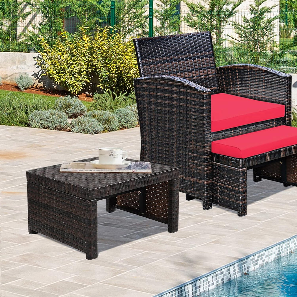 ORALNER Outdoor Ottoman, Set of 2 Wicker Footstools, All-Weather Rattan Foot ...