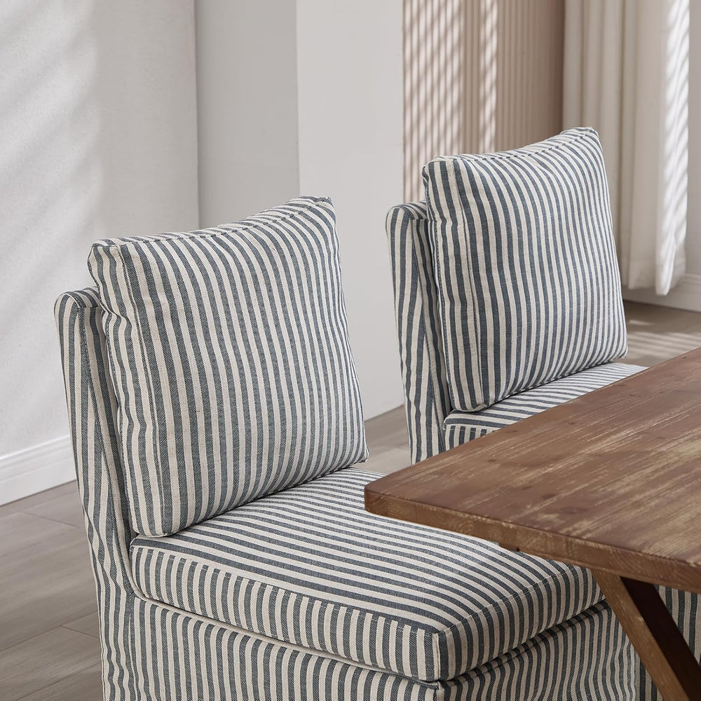 Kmax Slipcovered Dining Chairs Set of 2, Modern Upholstered Armless Kitchen C...