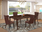 East West Furniture DODA5-MAH-26 5 Piece Dinette Set Consists of a Rectangle Dining Table with Butterfly Leaf and 4 Polyester Fabric Parson Chairs, 42x78 Inch, Mahogany