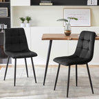 Rectangular Dining Table Set with Upholstered Chairs - Modern Kitchen Table and Chairs Set of 4 for Small Spaces - Black