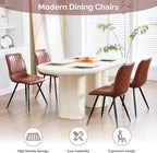 Dining Chairs Set of 4, Modern Dining Chairs with Thick Cushions, PU Leather Upholstered Kitchen Dining Room Chairs with Metal Legs for Dining Living Room (Reddish Brown)