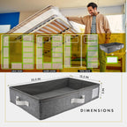 HOMELUX THEORY 2pc Under Bed Storage Containers, Bedroom Under the Bed Drawer Storage Organizer with Bins and Lids, Medium Underbed Clothes Storage Box Ideal for Blanket, Fabric, & Shoes (LightGray)