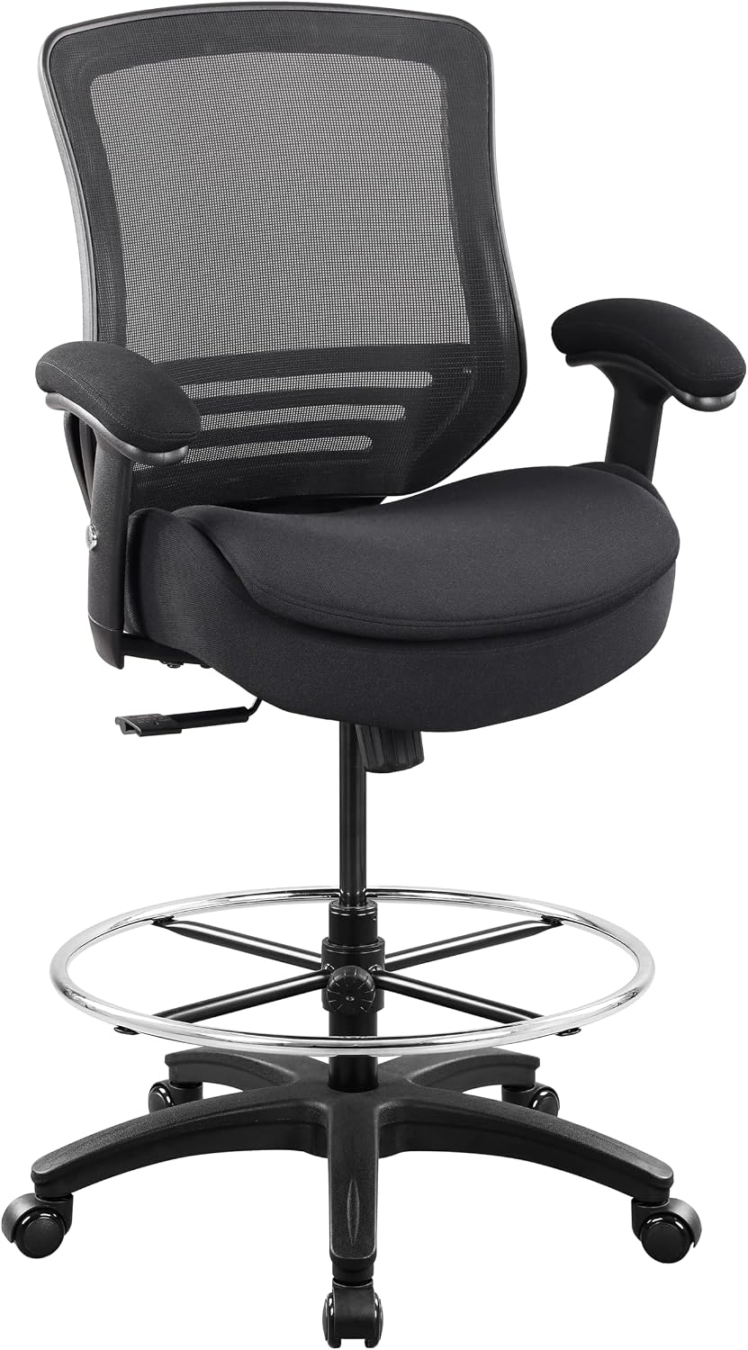 BOLISS 400lbs Ergonomic Office Drafting Chair Mid Mesh Back for Height Adjust...