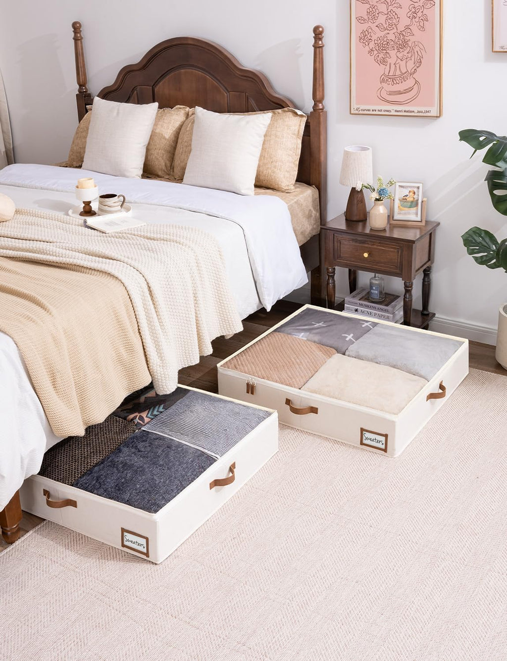 StorageWorks Underbed Storage Box, Under Bed Clothes Organizer With Sturdy Structure and Ultra Thick Fabric, 30" L x 28" W x 6" H, 2 pack