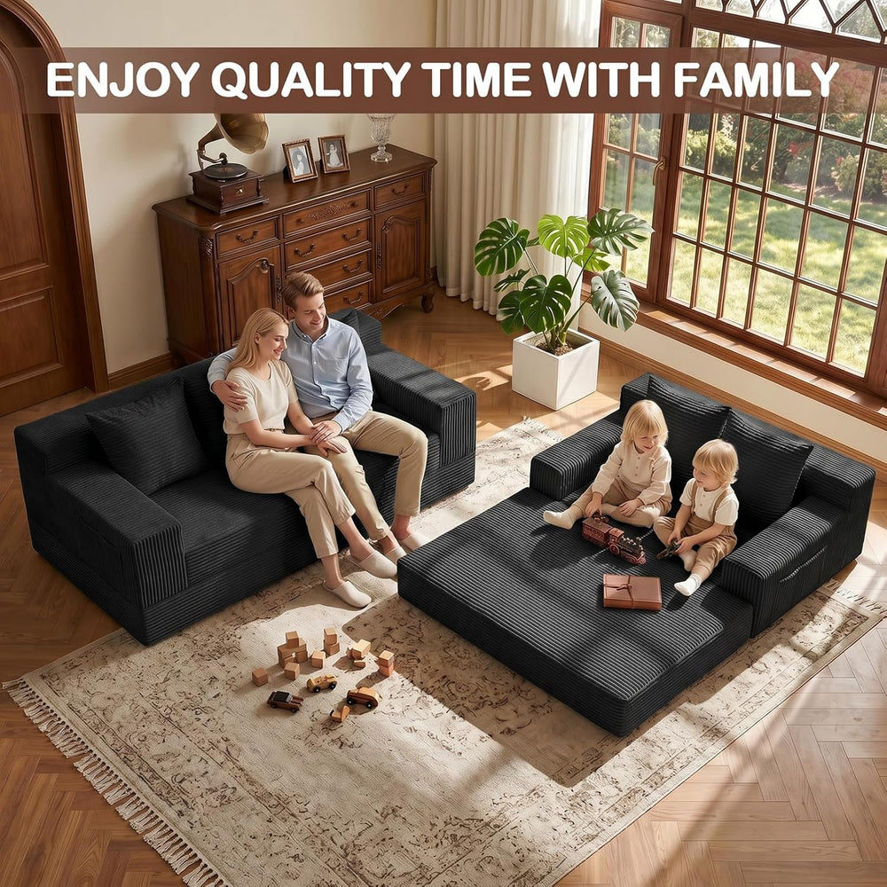 Loveseat Couch Folding Sofa Bed, Foldable Floor Futon Sleeper Couch Bed - Con...