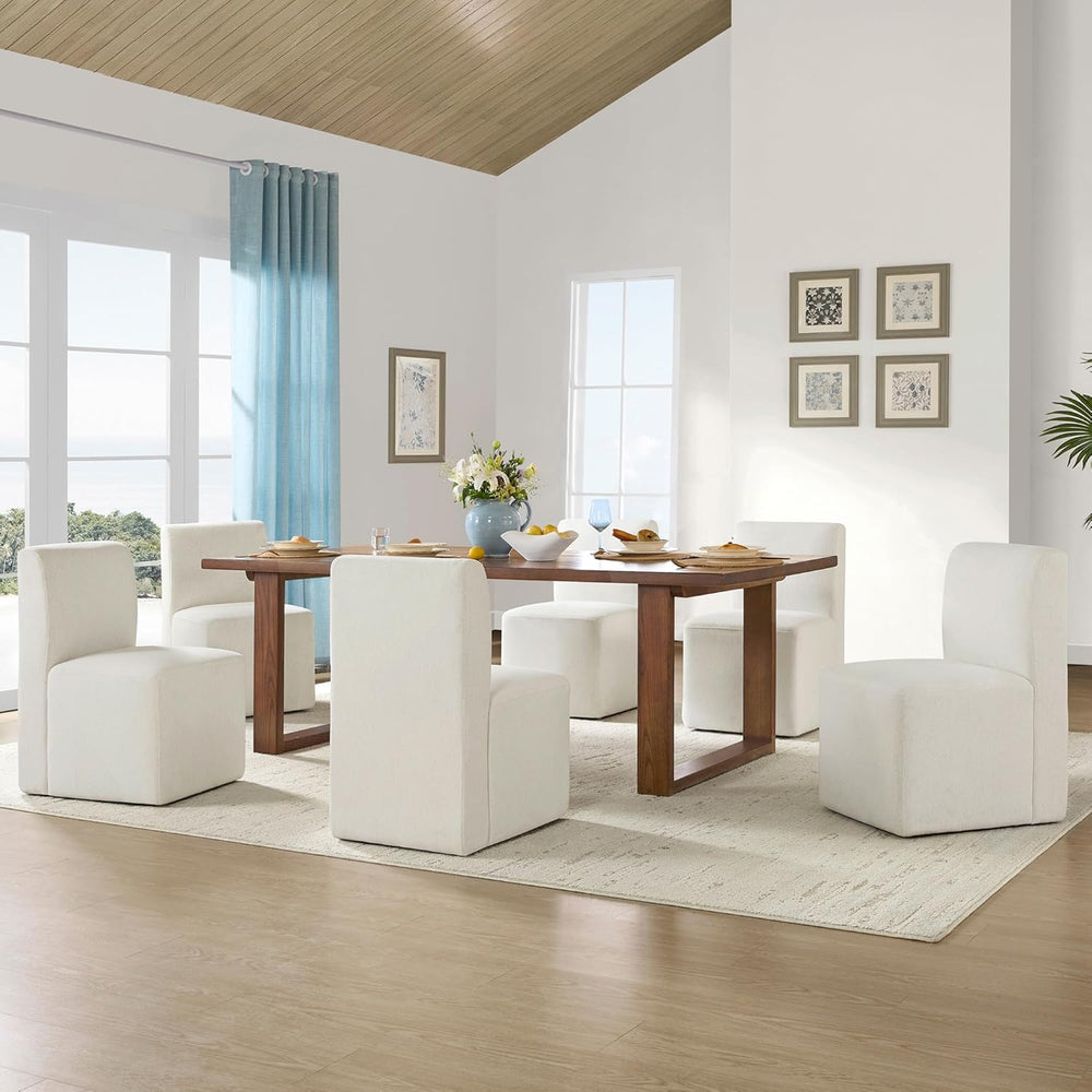 CHITA Dining Chairs with Casters Set of 4, Fully Assembled, Linen | FSC Certi...