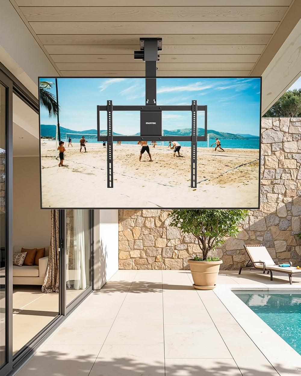 monTEK Motorized Ceiling TV Mount for 32-75 Inch TVs, Holds up to 121 lb | Lo...