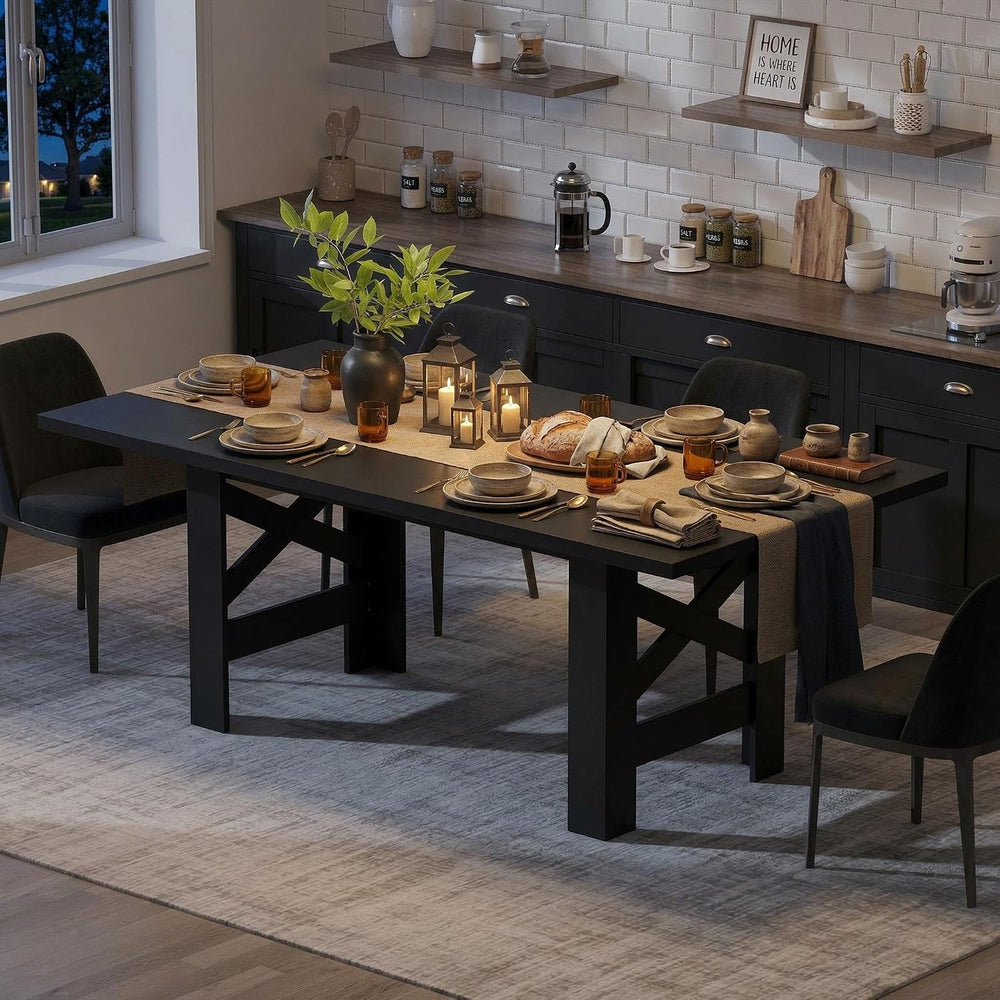 71" Farmhouse Dining Table for 6-8 Person, Large Rectangular Wood Dining...