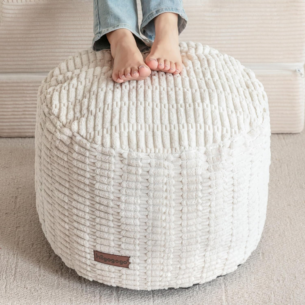HIGOGOGO Pouf Ottoman Stuffed Round Modern Foam Filled Foot Rest Poufs for Li...