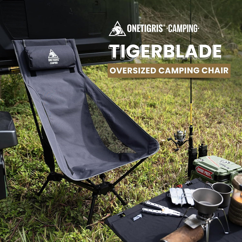 ONETIGRIS Tigerblade High Back Camping Chair with Pillow Design, Comfortable ...