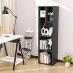 VECELO 4-Tier Bookcase, Modern Storage Cabinet with Height Difference Shelves for Standard Textbooks, 5 Cubes, Vertical or Horizontal, Easy Assembly,Vintage Black