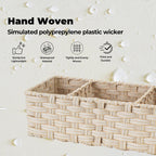 GRANNY SAYS Bathroom Baskets for Organizing, Wicker Basket for Storage, Wicker Baskets for Shelves, Waterproof Back of Toilet Storage Basket, 3 Section Bathroom Organizer Basket, 2-Pack