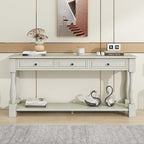 Merax 64" Classic Wood Console Table with Drawers and Bottom Shelf for Entryway Hallway Living Room (Antique White)