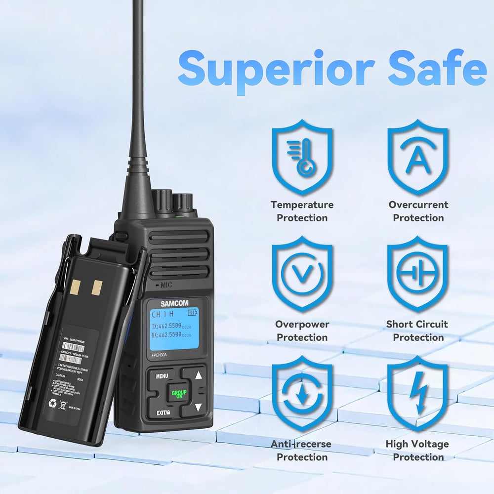 Radio FPCN30A 3 Pack, Commercial 5W UHF Long Range Walkie Talkie