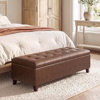 Joveco 51 Inch Storage Bench,Leather Tufted Storage Ottoman with Legs | Safety Hinges,Wooden Legs,Hidden Storage,Upholstered,End of Bed,Bedroom,Living Room,Entryway