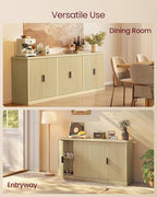 VASAGLE MAXE Collection - Buffet Cabinet, Console Cabinet, Sideboard with Adjustable Shelves, Fluted Doors, Transitional, Kitchen Pantry, Oak Beige UBBK382Y01S