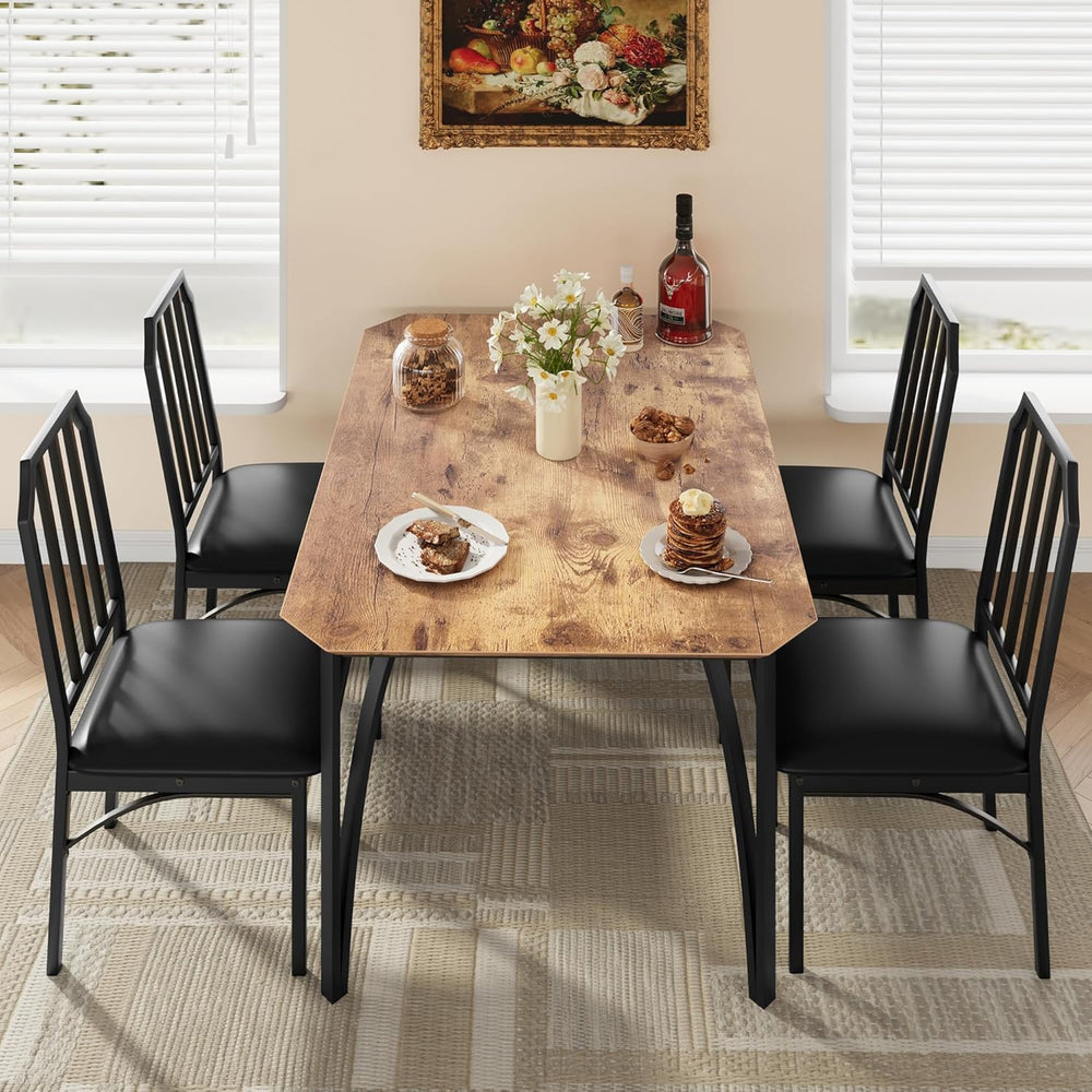 IDEALHOUSE Dining Table Set for 4, Kitchen Table Set of 4 with Upholstered Cu...